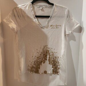 Disney Parks | Women's Vneck T-Shirt | Color: White and Gold | Size: S
